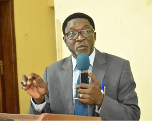 Pioneer Director of SIWES and former Deputy Vice-Chancellor (Academic), Prof. Chyrss Onwuka delivering his Keynote Address at the Training.