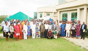 DVC Development, Professor Lateef Sanni (7th left) and Keynots speaker Professor Akin Omotayo 9th left in a group photograph with top officials of AMREC and participants