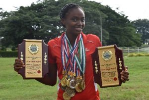 Naomi Adeoyin displaying her Plagues of Excellence in sporting activities