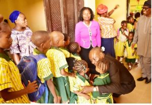 Vice-Chancellor, Prof. Kolawole Salako displaying his love for children