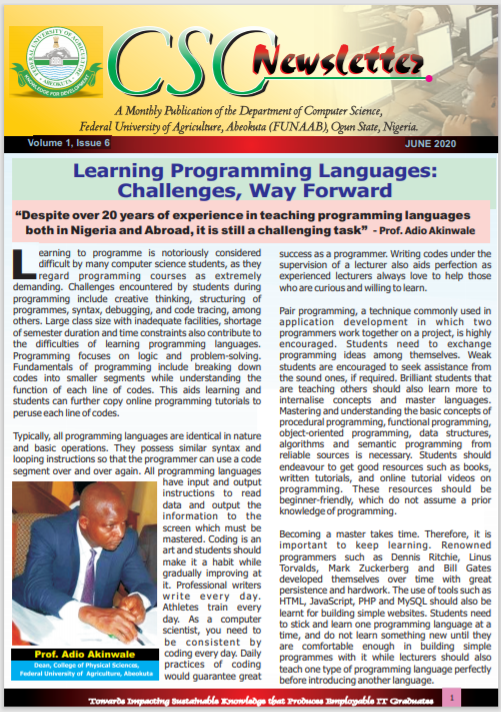 CSC Newsletter Vol 1 Issue 6 June 2020