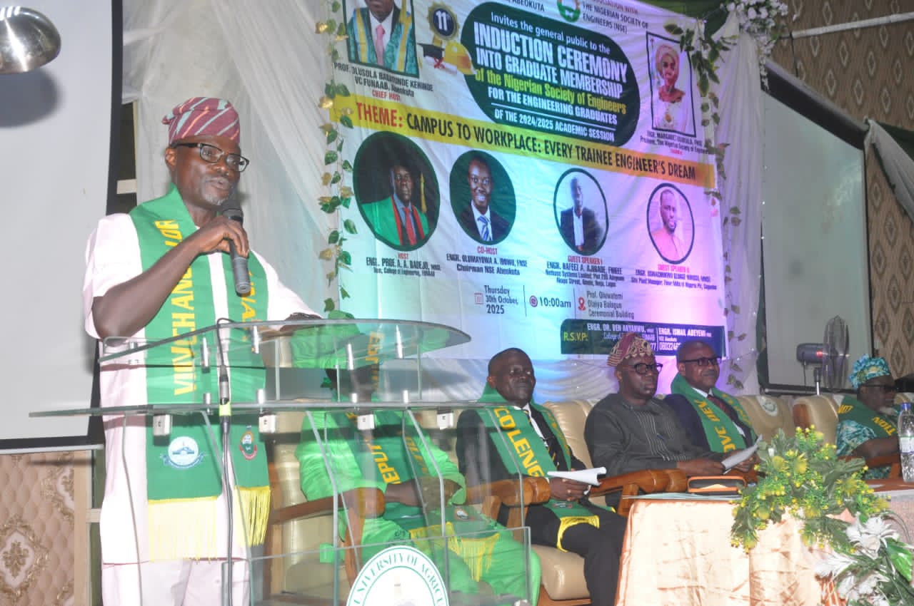 Representative of the Vice-Chancellor and the former Deputy Vice-Chancellor, Development, Prof. Kola Adebayo presenting the VC's Address at the ceremony Credit: Gbolahan Lawal