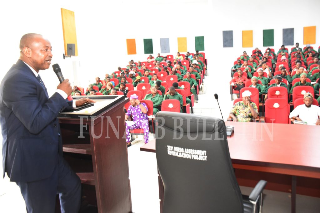 Representative of the Vice-Chancellor and the Deputy Vice-Chancellor, Development, Prof. Olawale Dairo addressing guests and students at the event Credit: Gbolahan Lawal