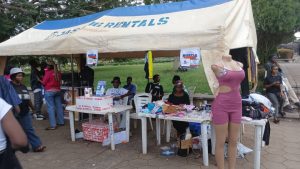 Budding entrepreneurs displaying their wares for sale at the Hustle Carnival Credit: Tofunmi Adebayo
