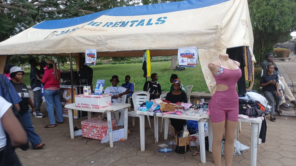 Budding entrepreneurs displaying their wares for sale at the Hustle Carnival Credit: Tofunmi Adebayo