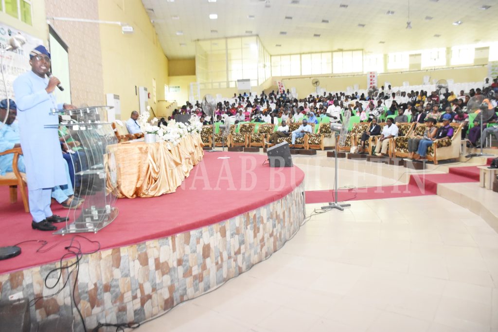 The Vice-Chancellor, Prof. Babatunde Kehinde addressing the participants at the Opening Session of the maiden Two-Day Career Fair Credit: Gbolahan Lawal