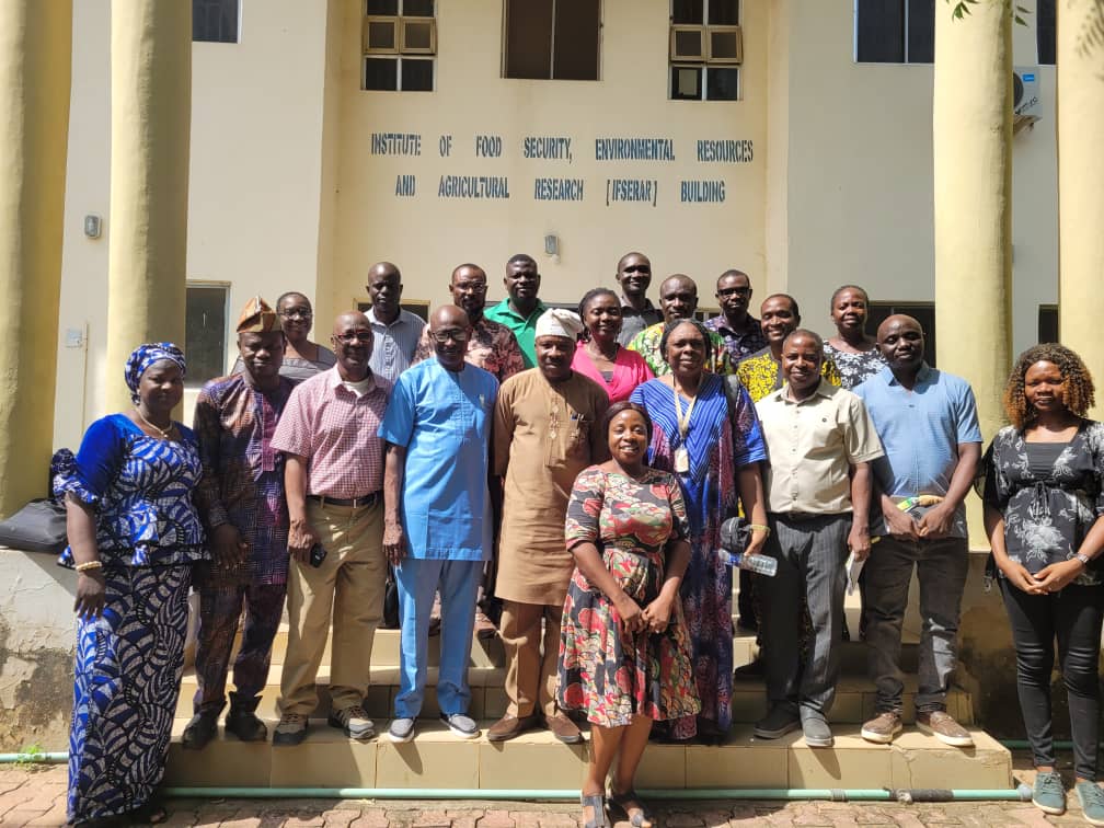 Staff members of IFSERAR with the representative of the Vice-Chancellor and the Deputy Vice-Chancellor, Academic, Prof. Olusegun Idowu after the workshop
