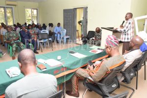 Representative of the Vice-Chancellor and the DVC, Academic, Prof. Olusegun Idowu delivering the VC's message at the AMREC New Year Prayer Credit: Gbolahan Lawal