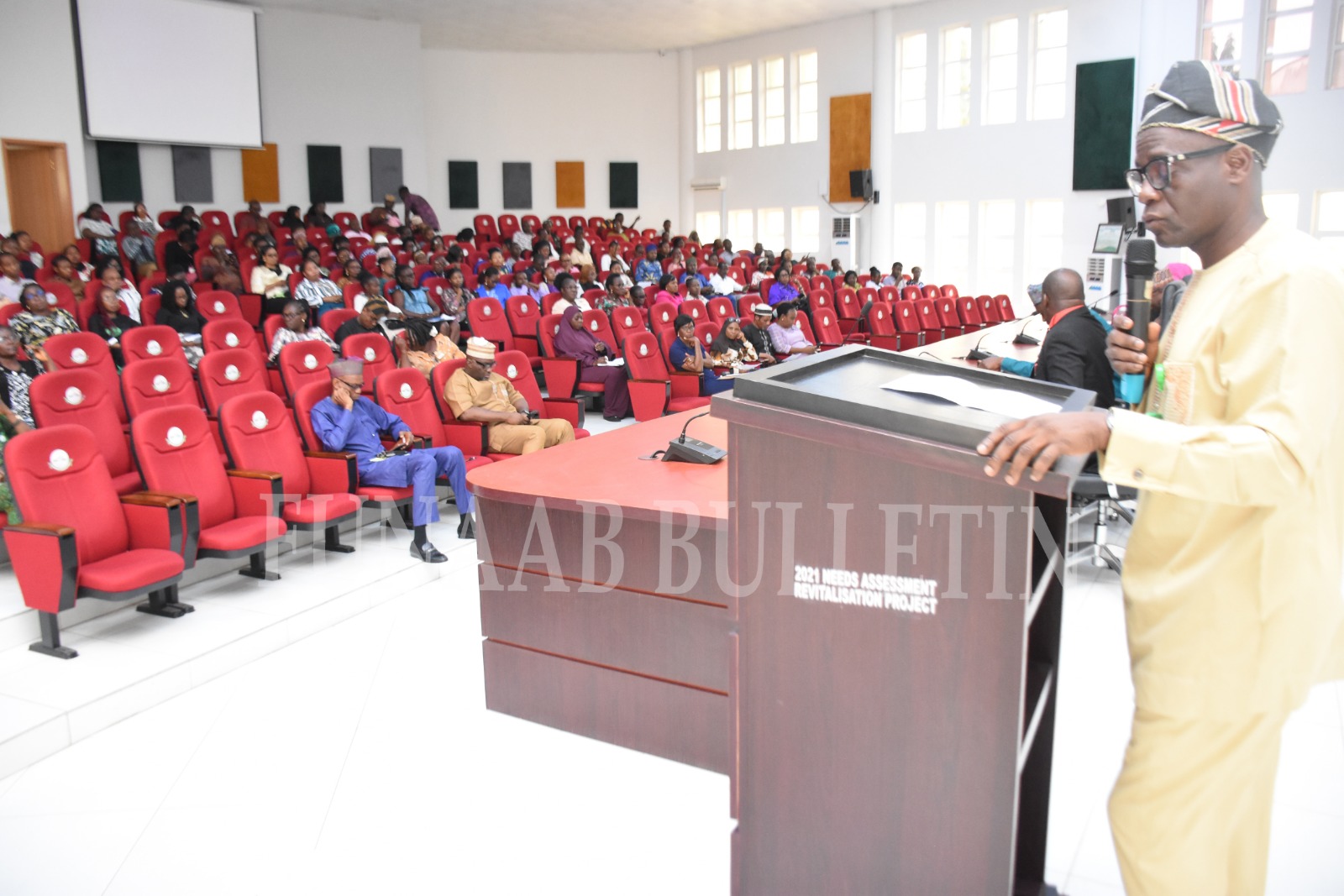 The Registrar, Dr. Titus Adeniyi addressing the Registry staff during the event Credit: Gbolahan Lawal