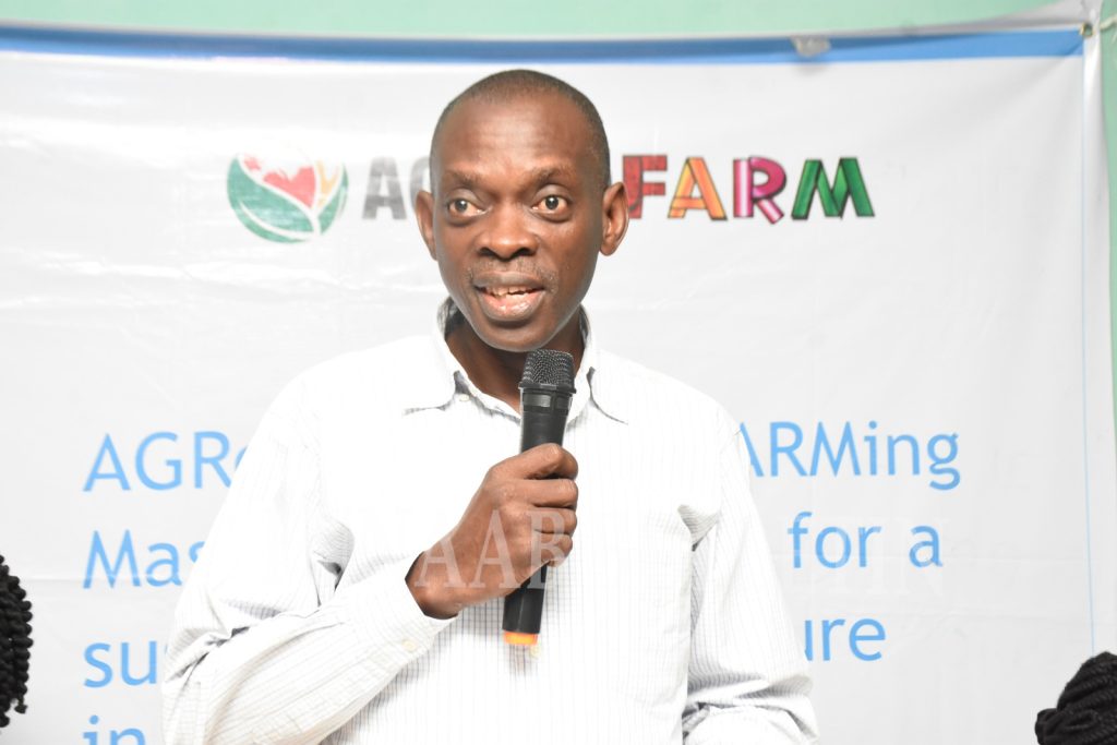 Representative of the Team Lead, AGRECOFARM FUNAAB, Prof. Oladapo Fasae, while the delivering the Team Lead's speech Credit: Gbolahan Lawal