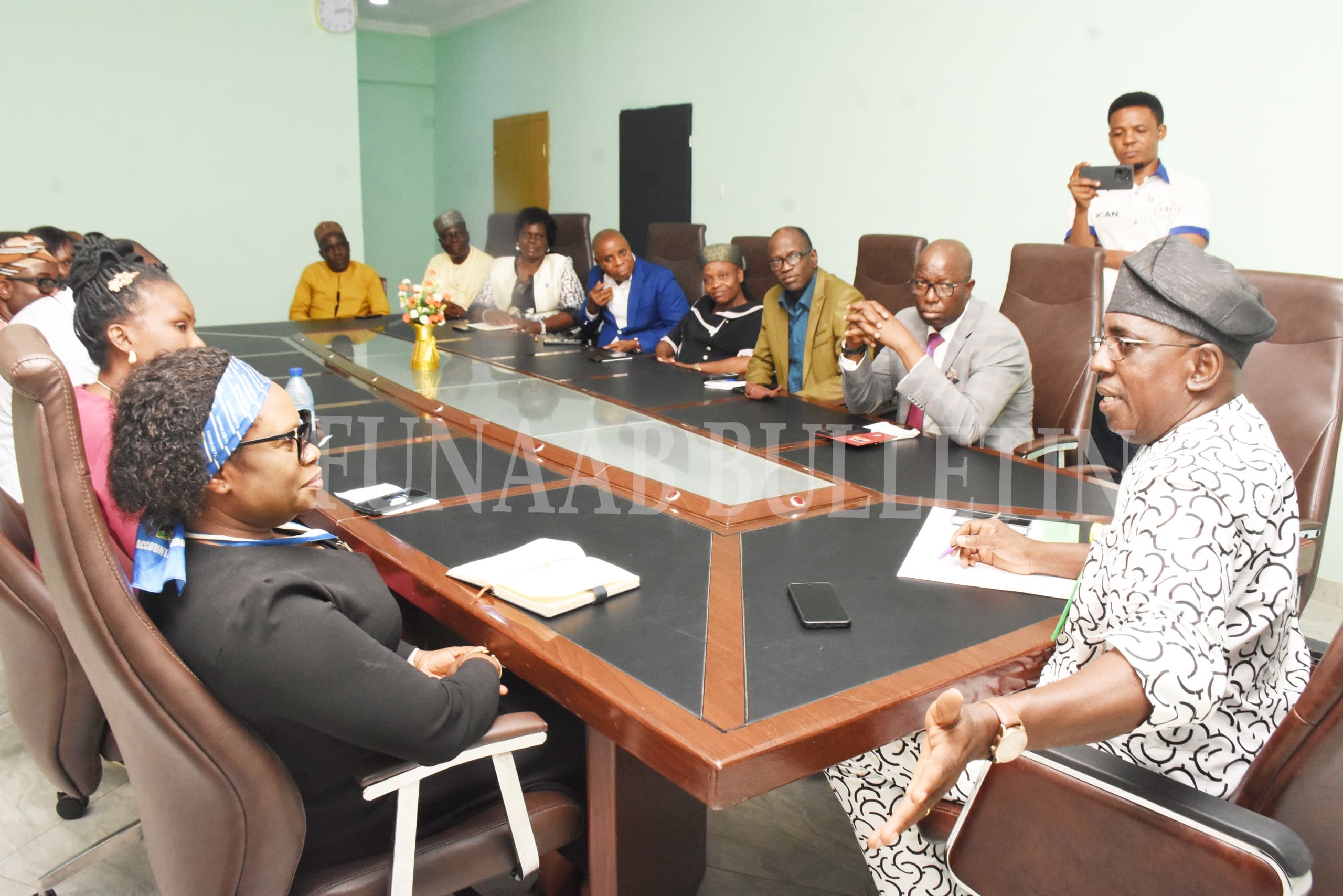 The Vice-Chancellor, Prof. Babatunde Kehinde addressing the ICAN Team during the visit Credit: Gbolahan Lawal