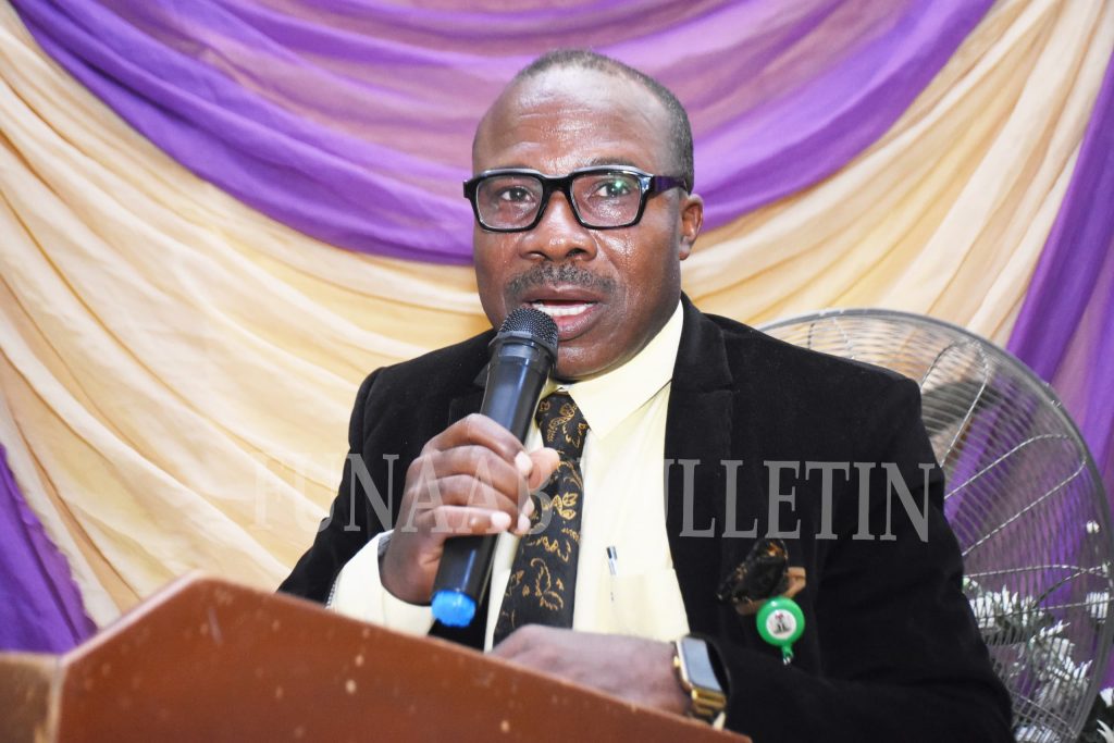 Representative of the Vice-Chancellor and the Deputy Vice-Chancellor, Academic, Prof. Olusegun Idowu, while delivering the VC's speech at the event Credit: Gbolahan Lawal