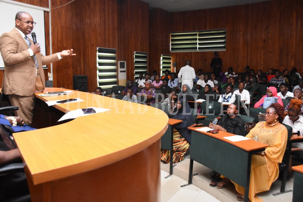 _epresentative of the Vice-Chancellor and the Deputy Vice-Chancellor, Development, Prof. Olawale Dairo addressing the students at the PUDS 4.0 Summit Credit: Gbolahan Lawal