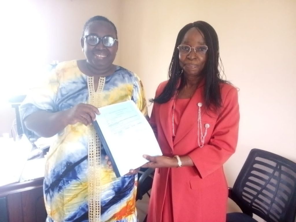 The immediate past Chairperson of the Publications Committee, Prof. Helen Bodunde (Right), handing over the leadership of the Committee to Prof. Bosede Sotiloye at the ceremony Credit: Raymond Osemene