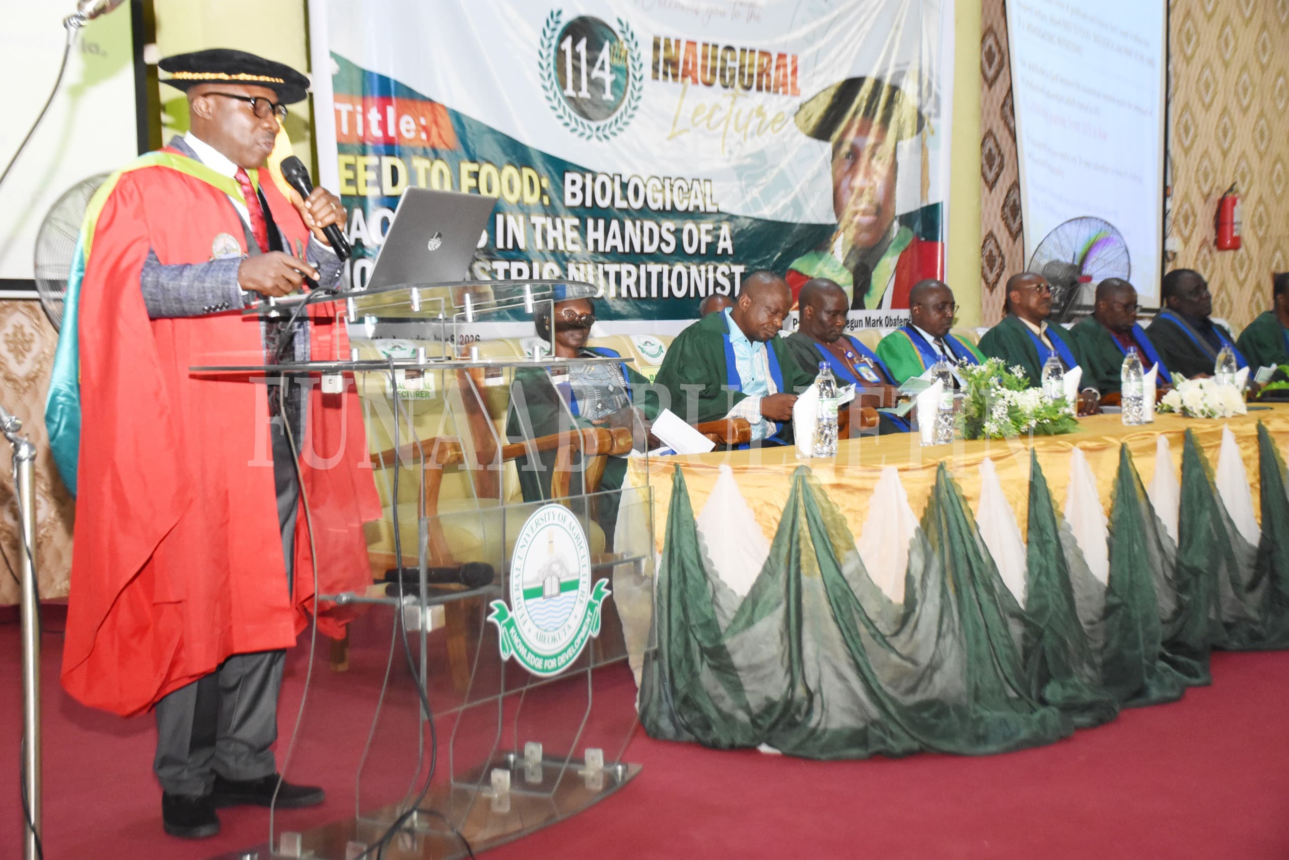 The Deputy Vice-Chancellor, Academic, Prof. Olusegun Idowu, delivering the University’s 114th Inaugural Lecture Credit: Gbolahan Lawal