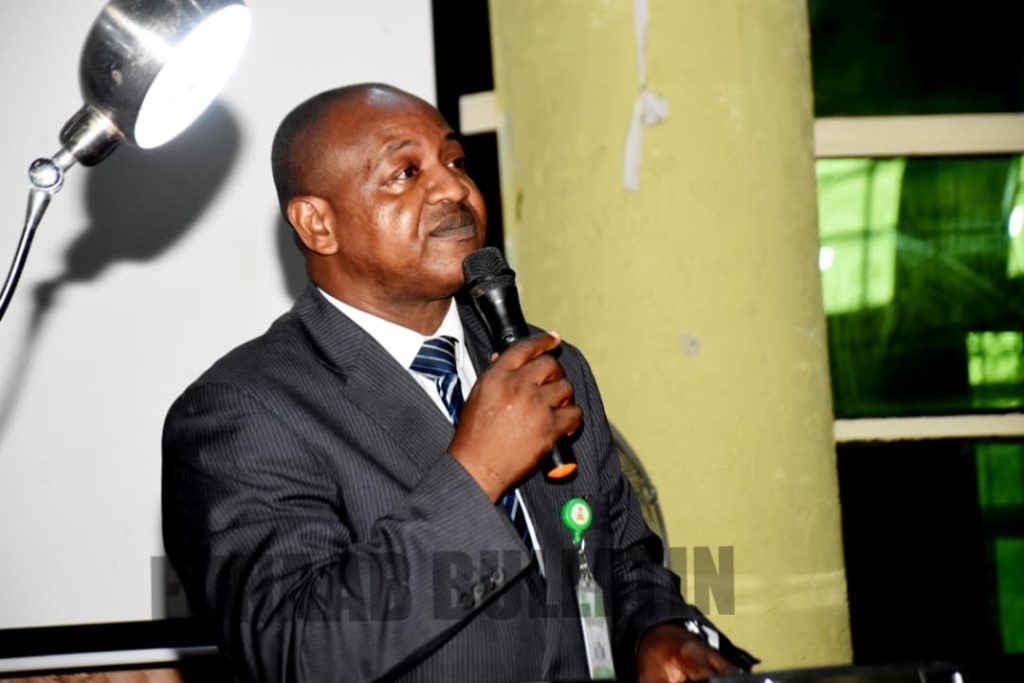Representative of the Vice-Chancellor and the Deputy Vice-Chancellor, Development, Prof. Olawale Dairo, delivering the Vice-Chancellor's Address at the Orientation Programme Credit: Olatoye Sanusi