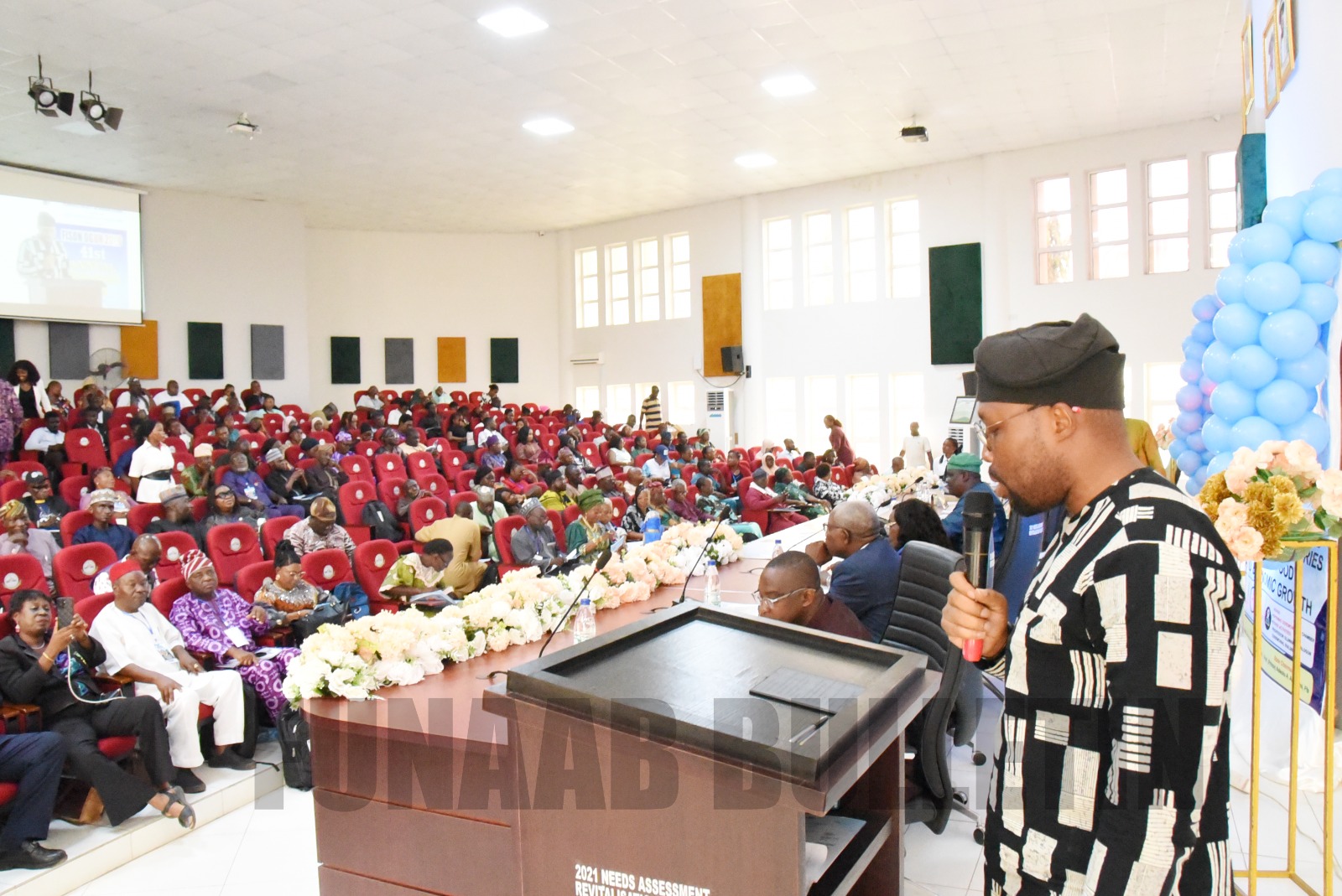 Representative of the Governor of Ogun State and the Hon. Commissioner for Agriculture and Food Security, Hon. Bolu Owootomo delivering the Governor's Opening Remarks at the 41st Annual Conference of FISON Credit: Olatoye Sanusi